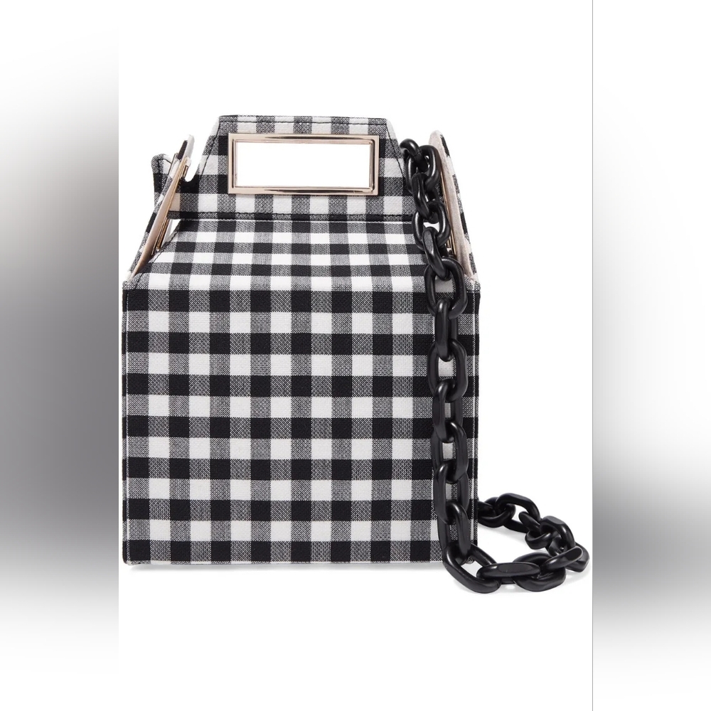 Pop & Suki Boxy Black and White Checkered Chain Shoulder Bag Women's Bag Purse